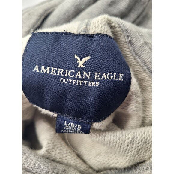 American Eagle Hoodie Sweatshirt Gray Yellow Mens SZ LG Y2k Grunge Skater - Picture 9 of 9
